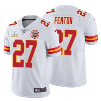 Super Bowl LV 2021 Men Kansas City Chiefs #27 Rashad Fenton White Limited Jersey->kansas city chiefs->NFL Jersey